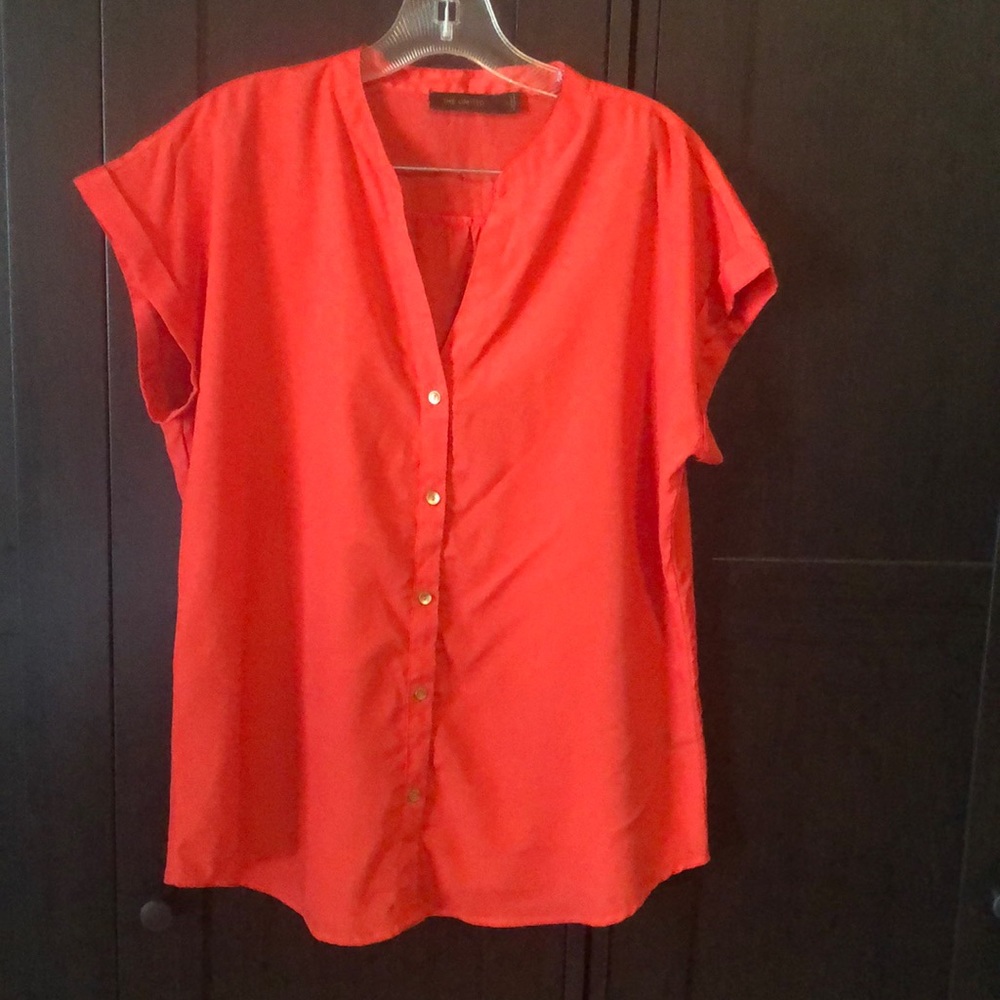 Short Sleeve Blouse with Gold Buttons